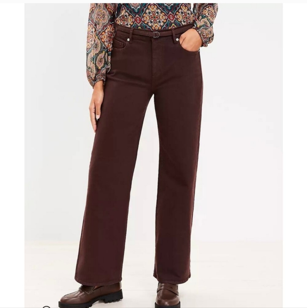 LOFT Women's Chocolate Wide Leg Jeans